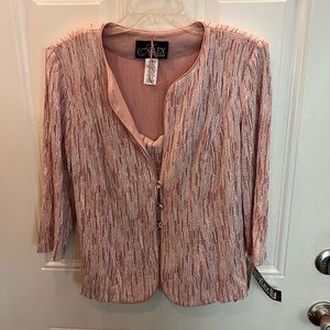 Alex Evening pink sparkly 2 piece tank and jacket size S/2 NWT